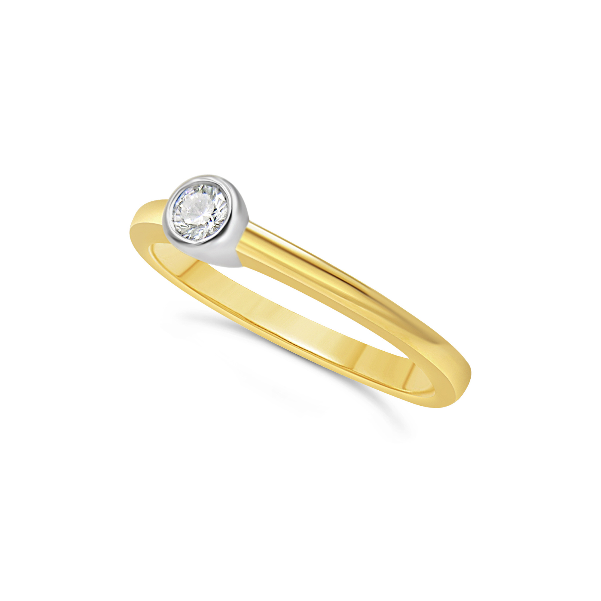 18kt yellow and white gold engagement ring with 0.20 ct diamond