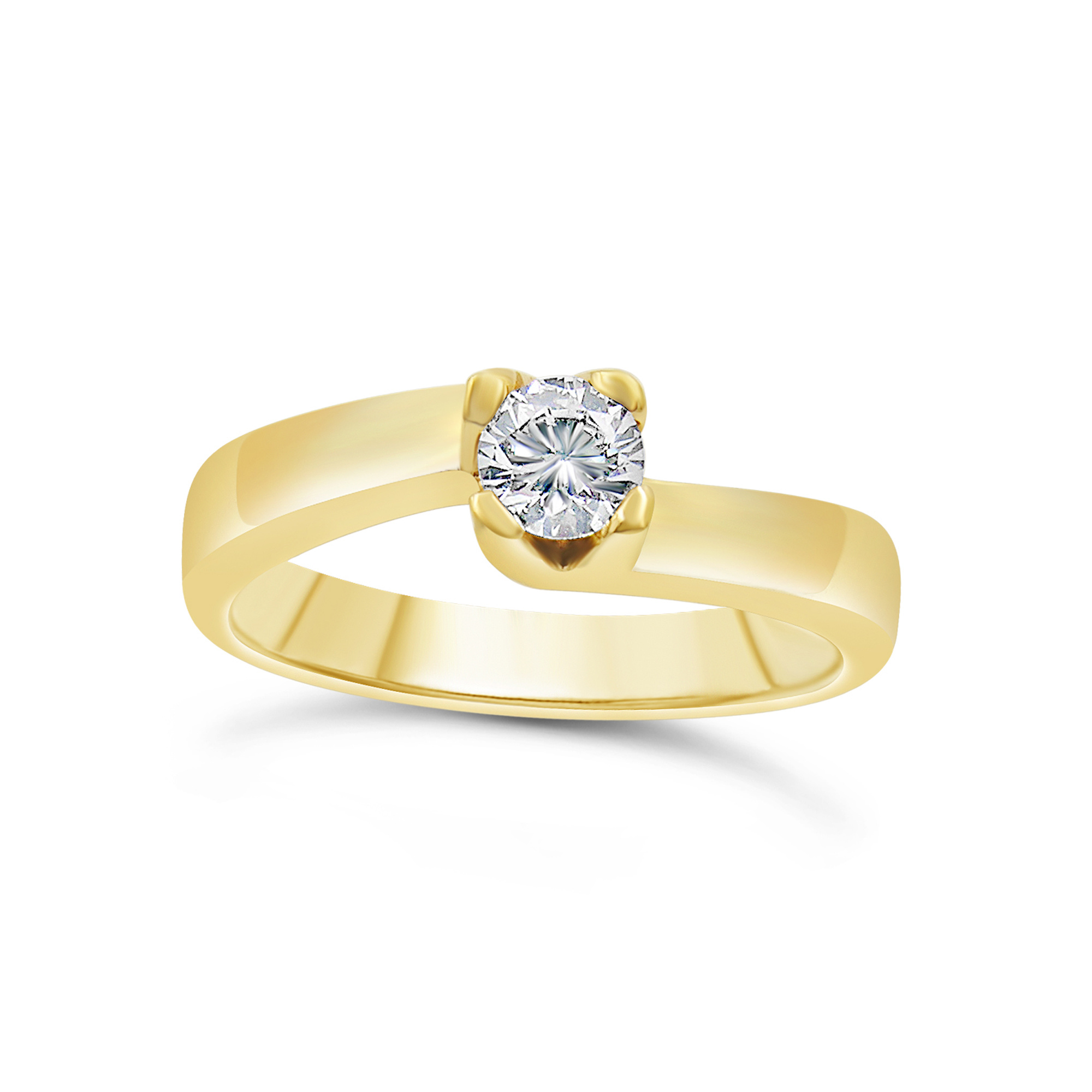 18kt yellow gold engagement ring with 0.34 ct diamond