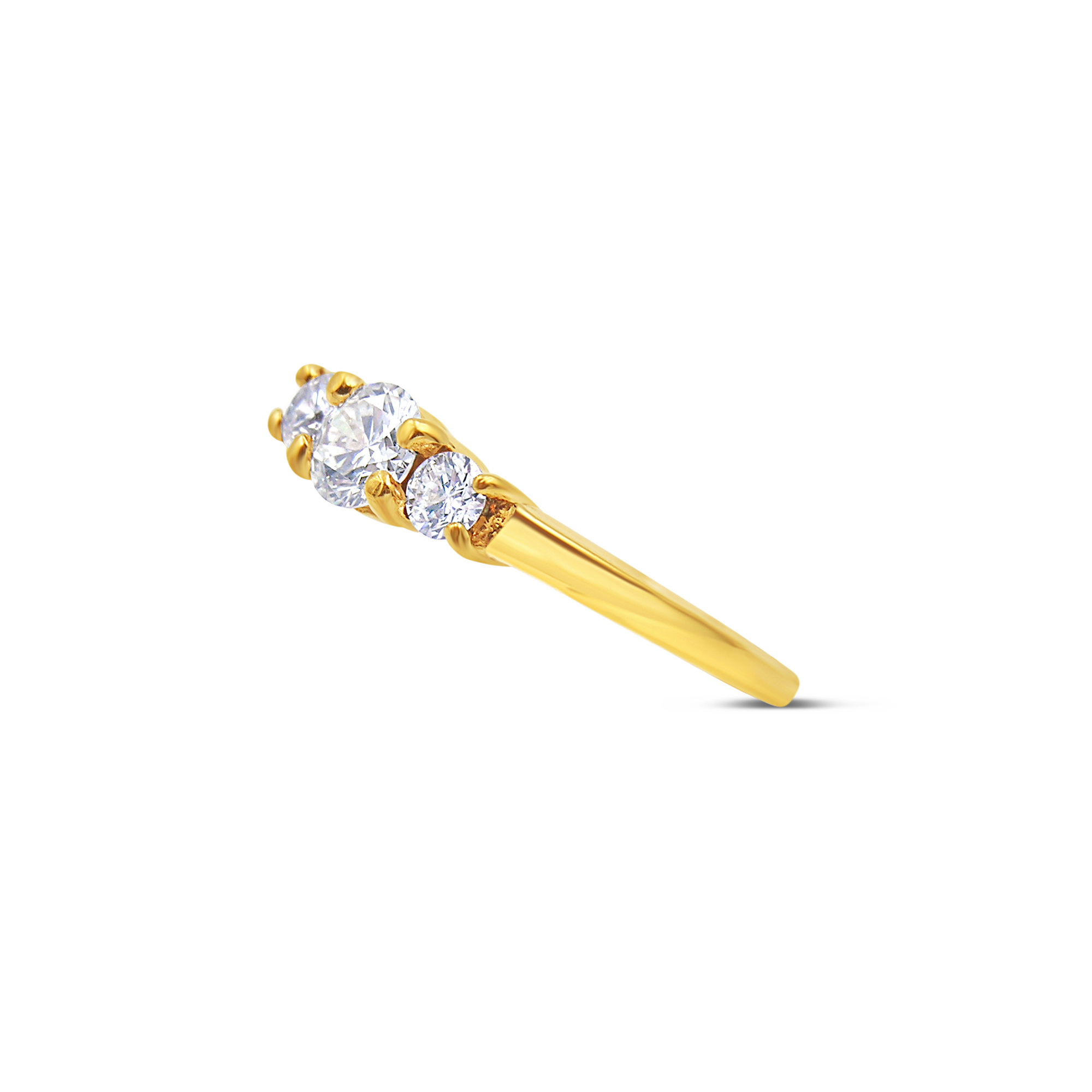 18kt geel goud trielogie verlovingsring met 0.64 ct diamanten