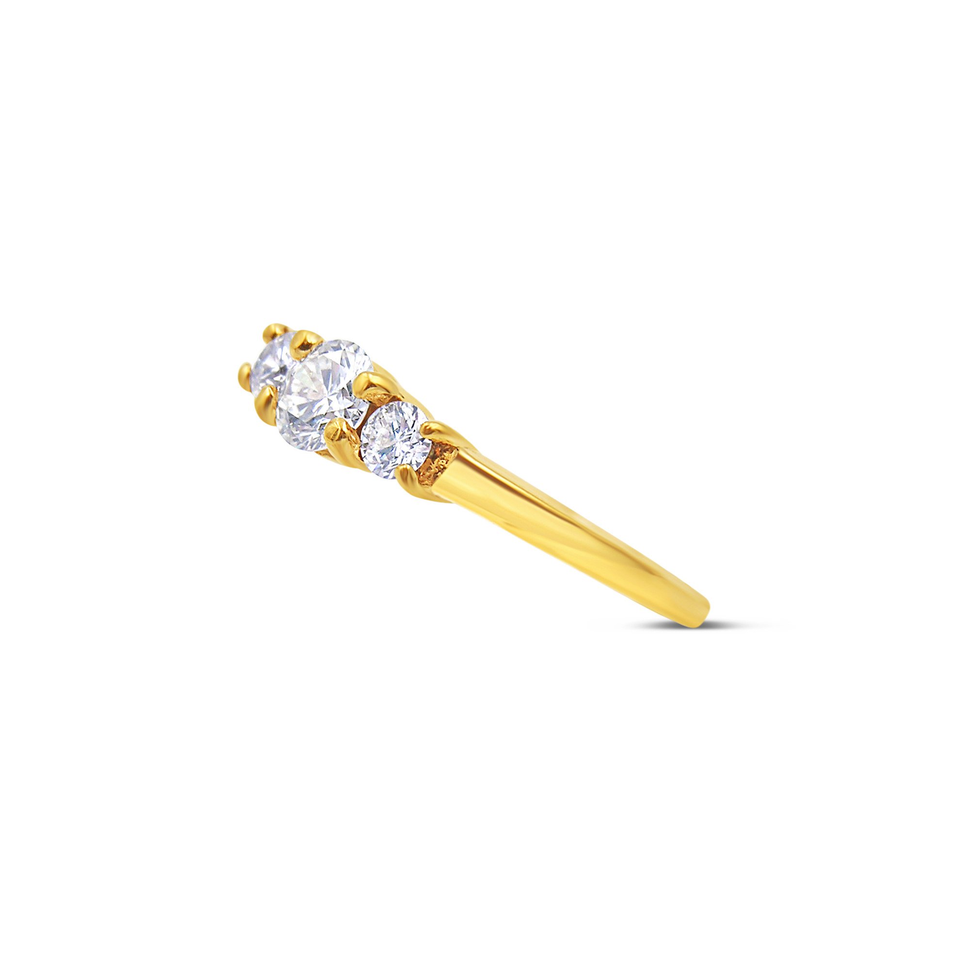 18kt yellow gold trilogy engagement ring with 0.64 ct diamonds