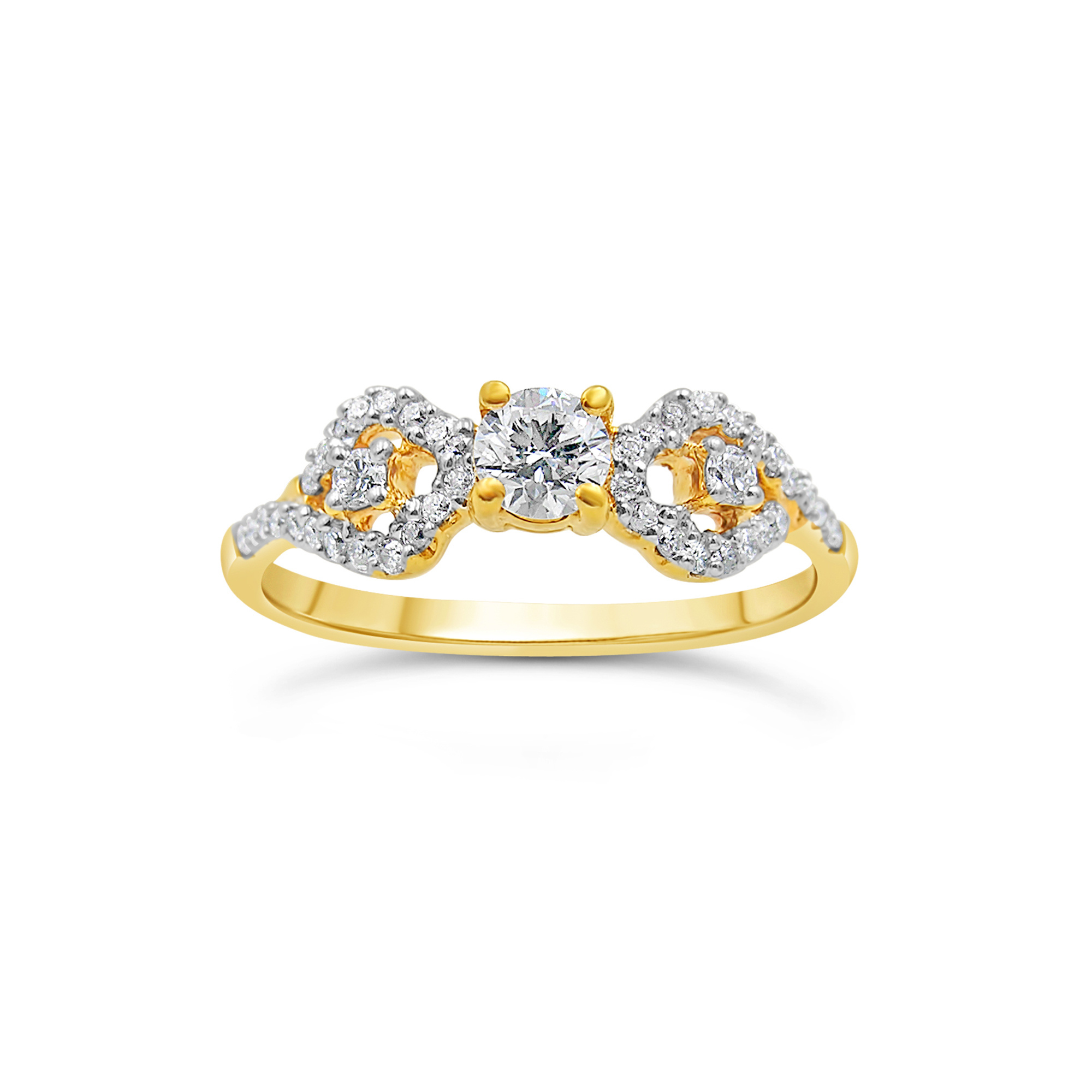 18kt yellow gold engagement ring with 0.49 ct diamonds