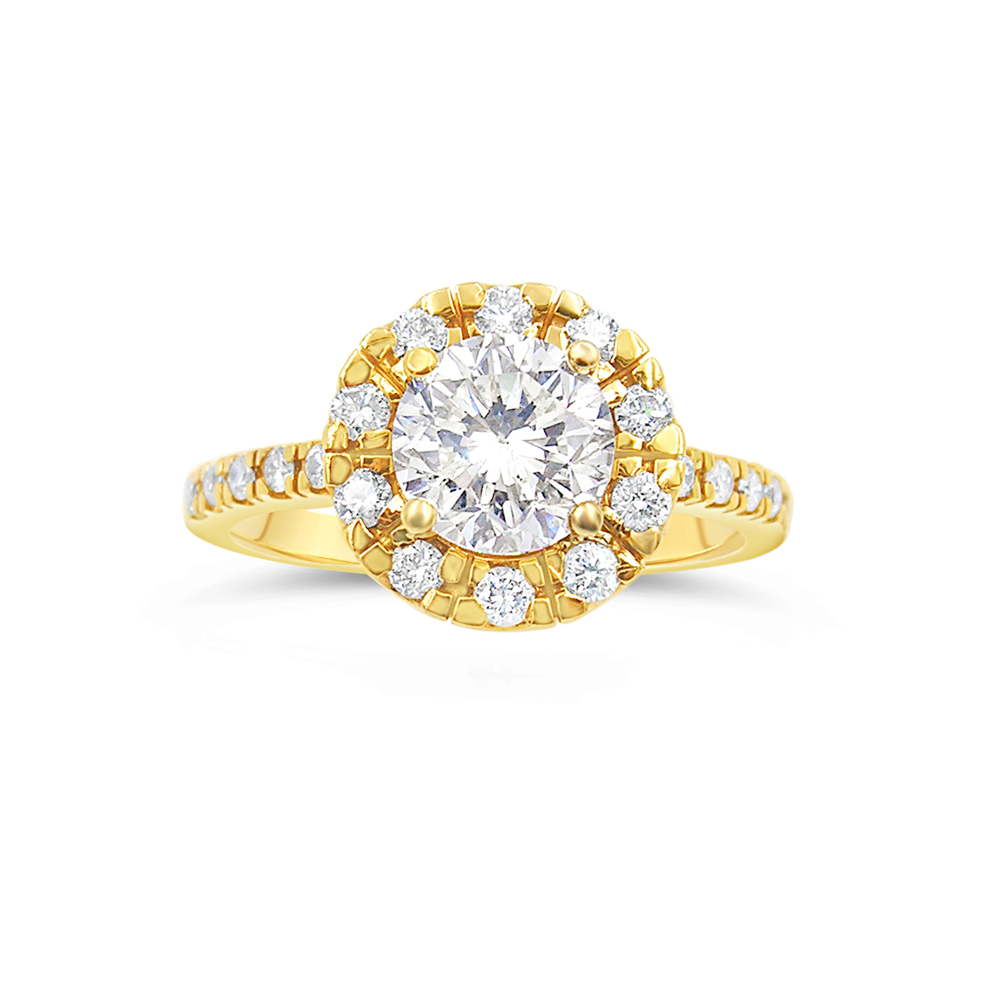 18kt yellow gold engagement ring with 1.99 ct diamonds