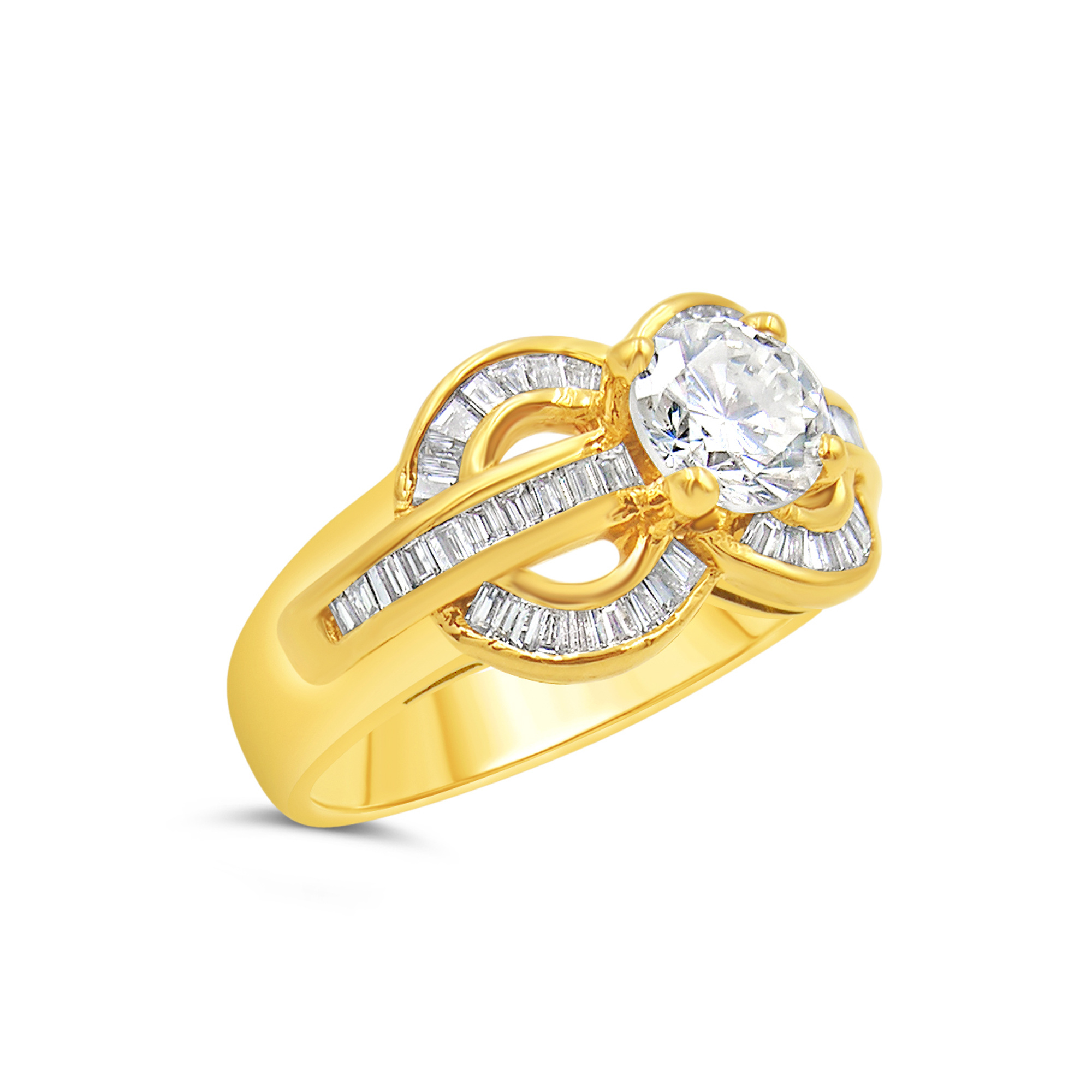 18kt yellow gold engagement ring with 1.62 ct diamonds