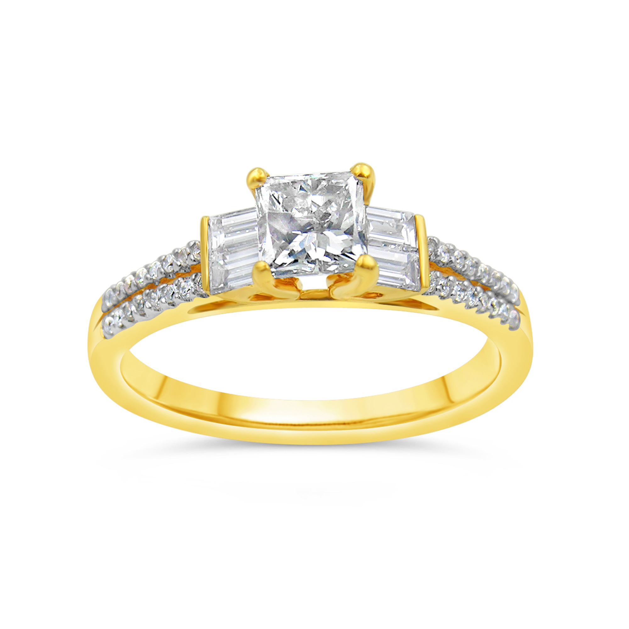 18kt yellow gold engagement ring with 1.07 ct diamonds