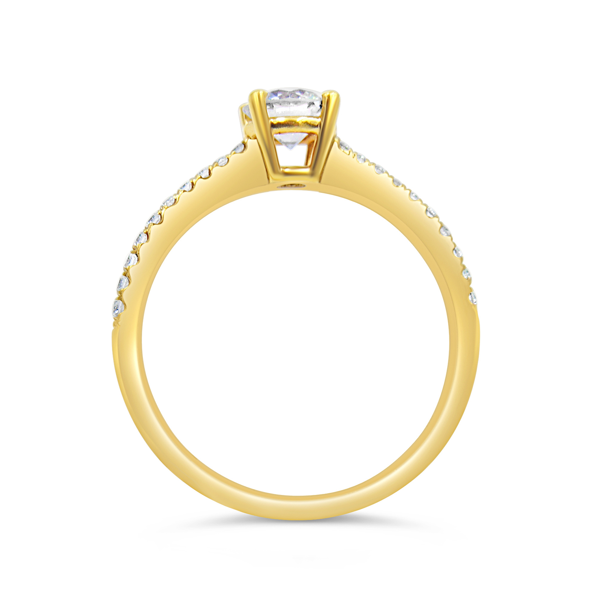 18kt yellow gold engagement ring with 0.80 ct diamonds