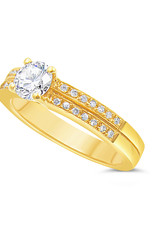 18kt yellow gold engagement ring with 0.64 ct diamonds