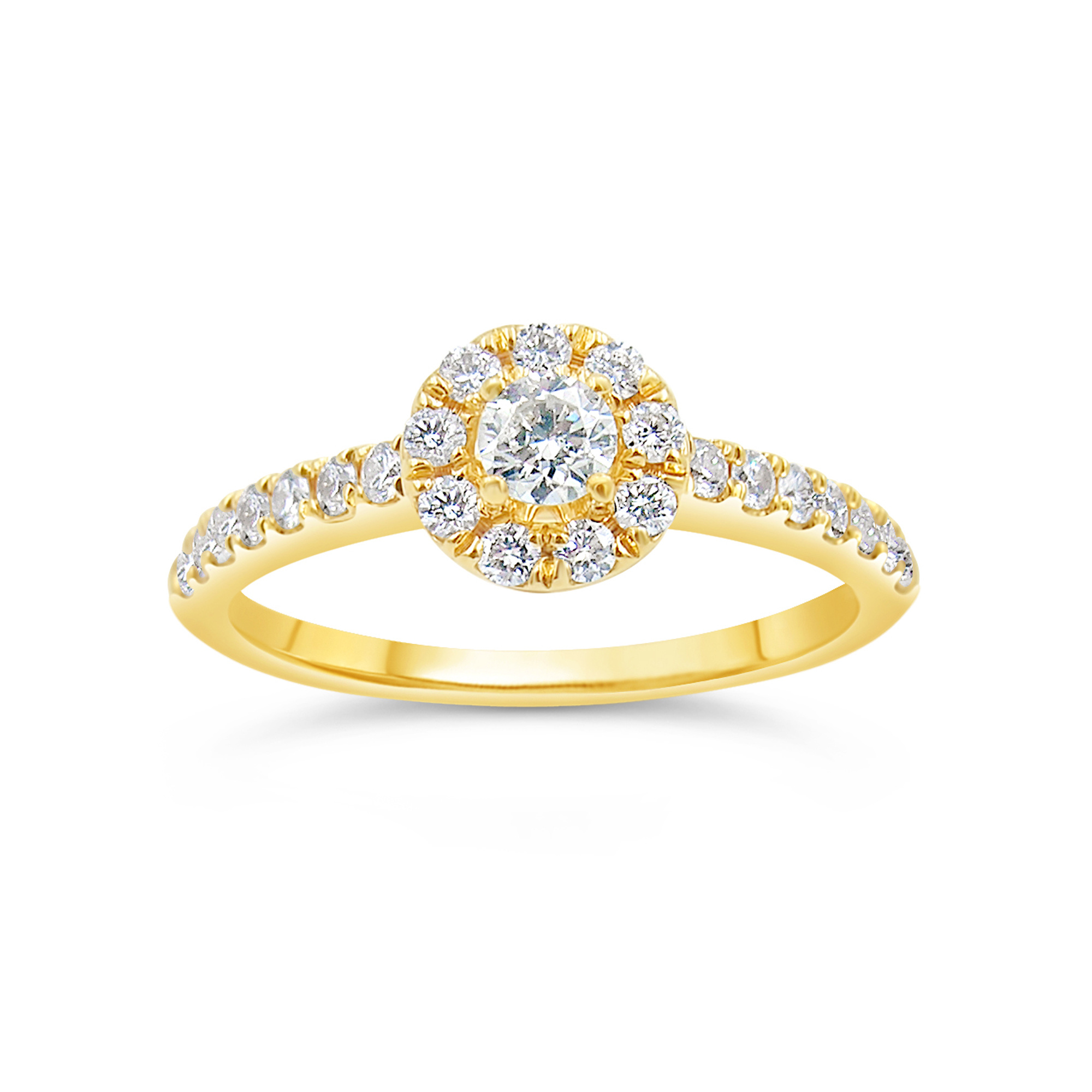 18kt yellow gold engagement ring with 0.60 ct diamonds