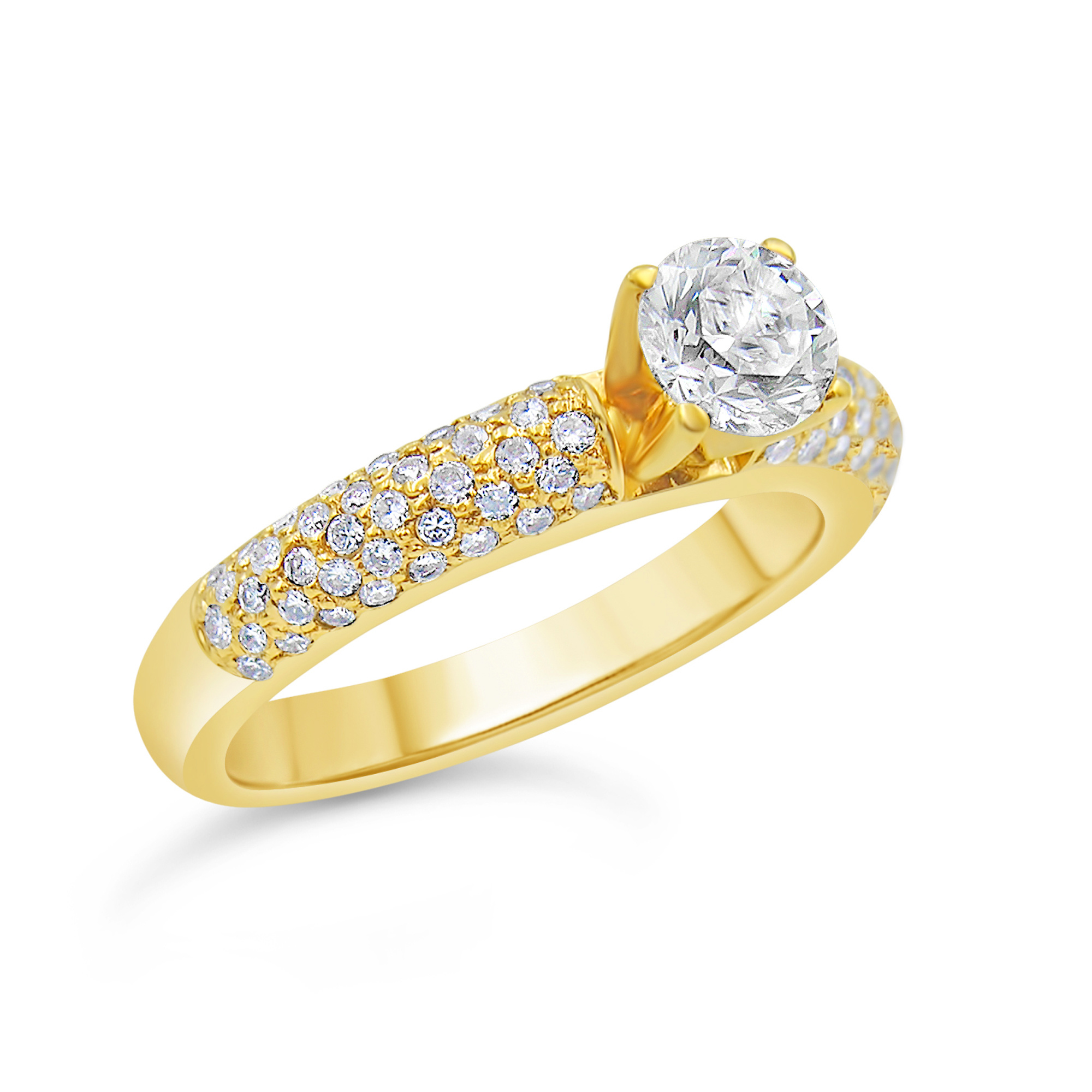 18kt yellow gold engagement ring with 1.14 ct diamonds