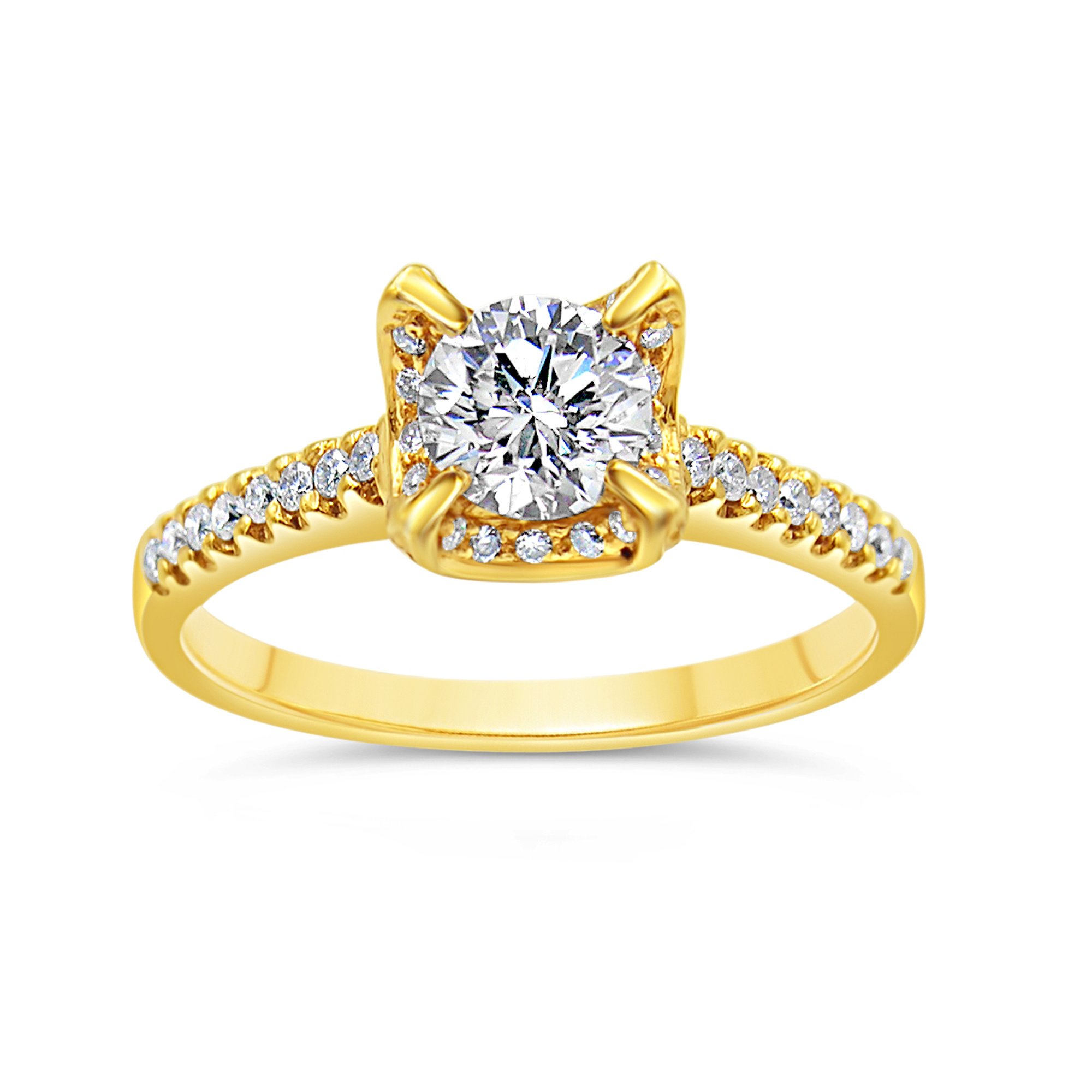 18kt yellow gold engagement ring with 0.87 ct diamonds