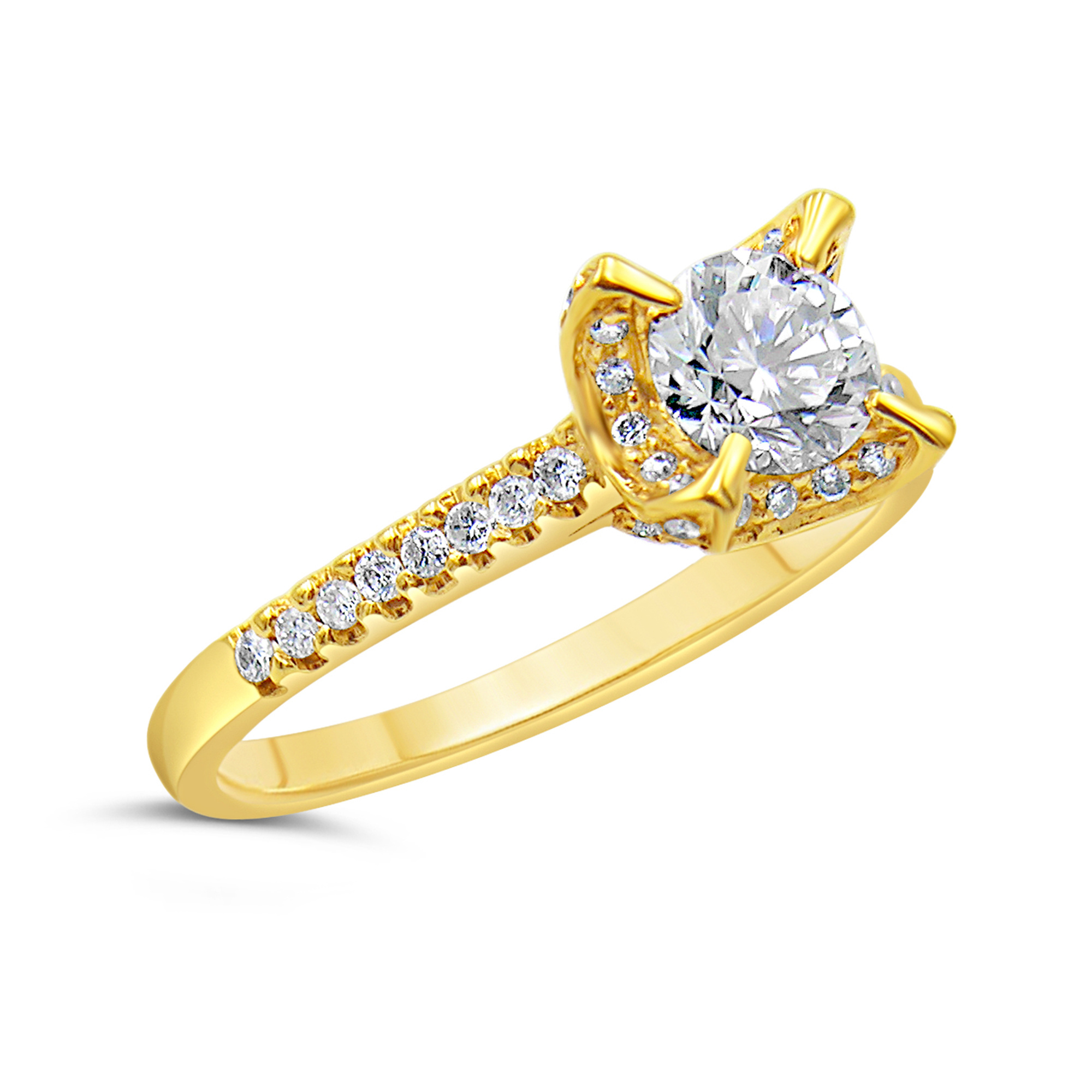 18kt yellow gold engagement ring with 0.87 ct diamonds