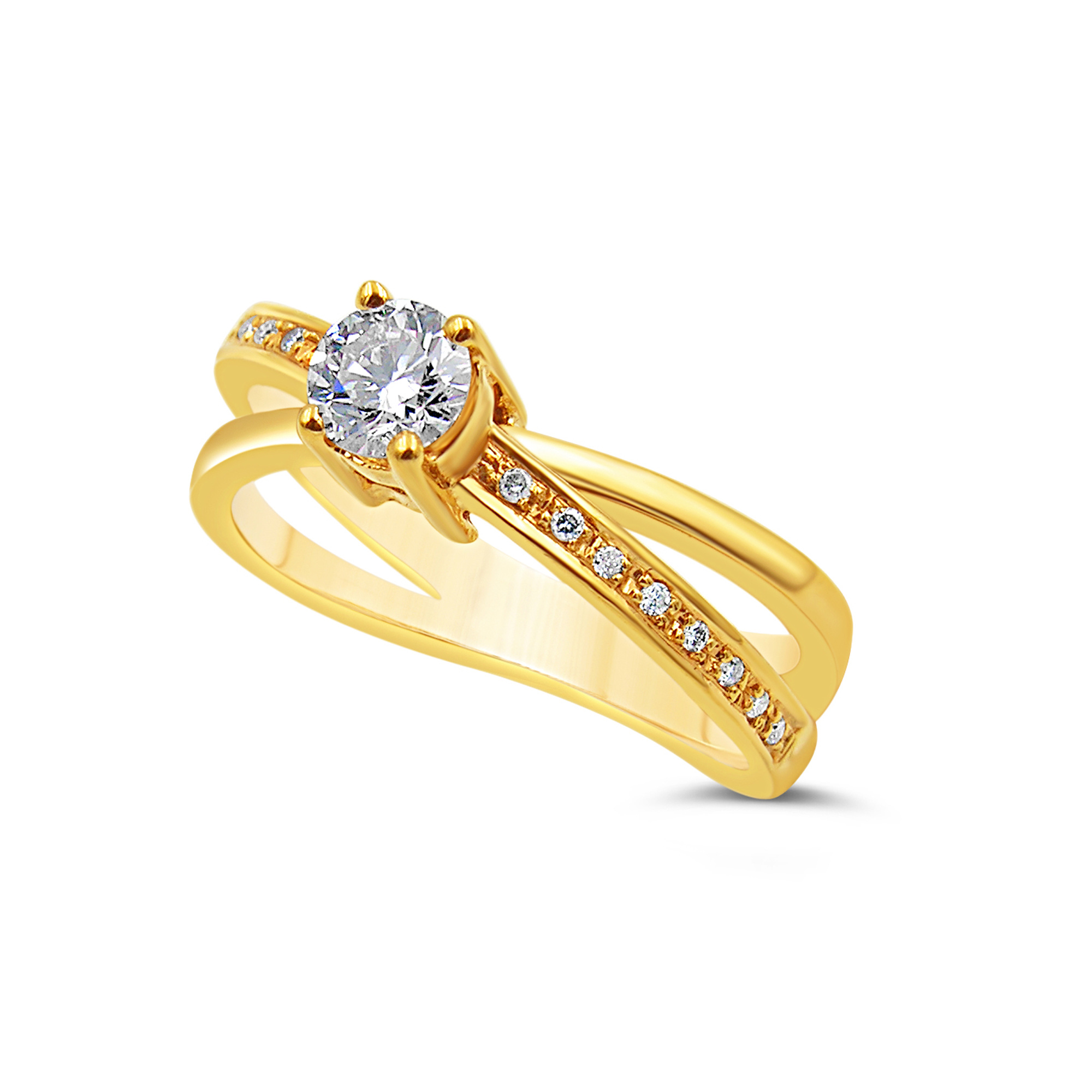 18k yellow gold engagement ring with 0.46 ct diamonds