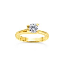 18kt yellow gold engagement ring with 0.57 ct diamond