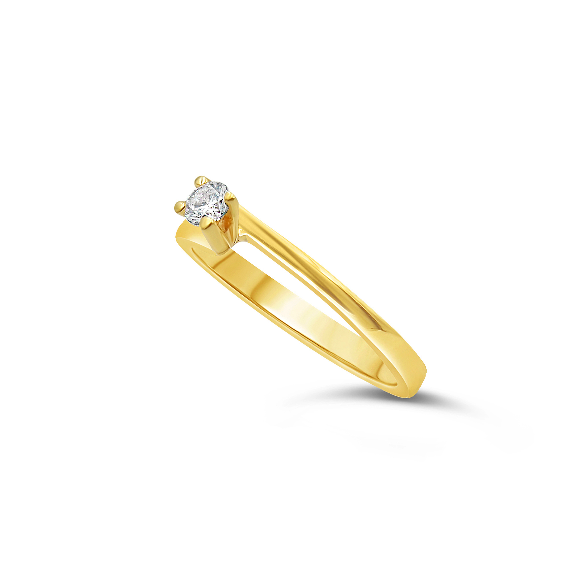 18kt yellow gold engagement ring with 0.18 ct diamond