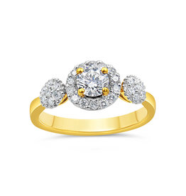 18kt yellow gold engagement ring with 0.73 ct diamonds