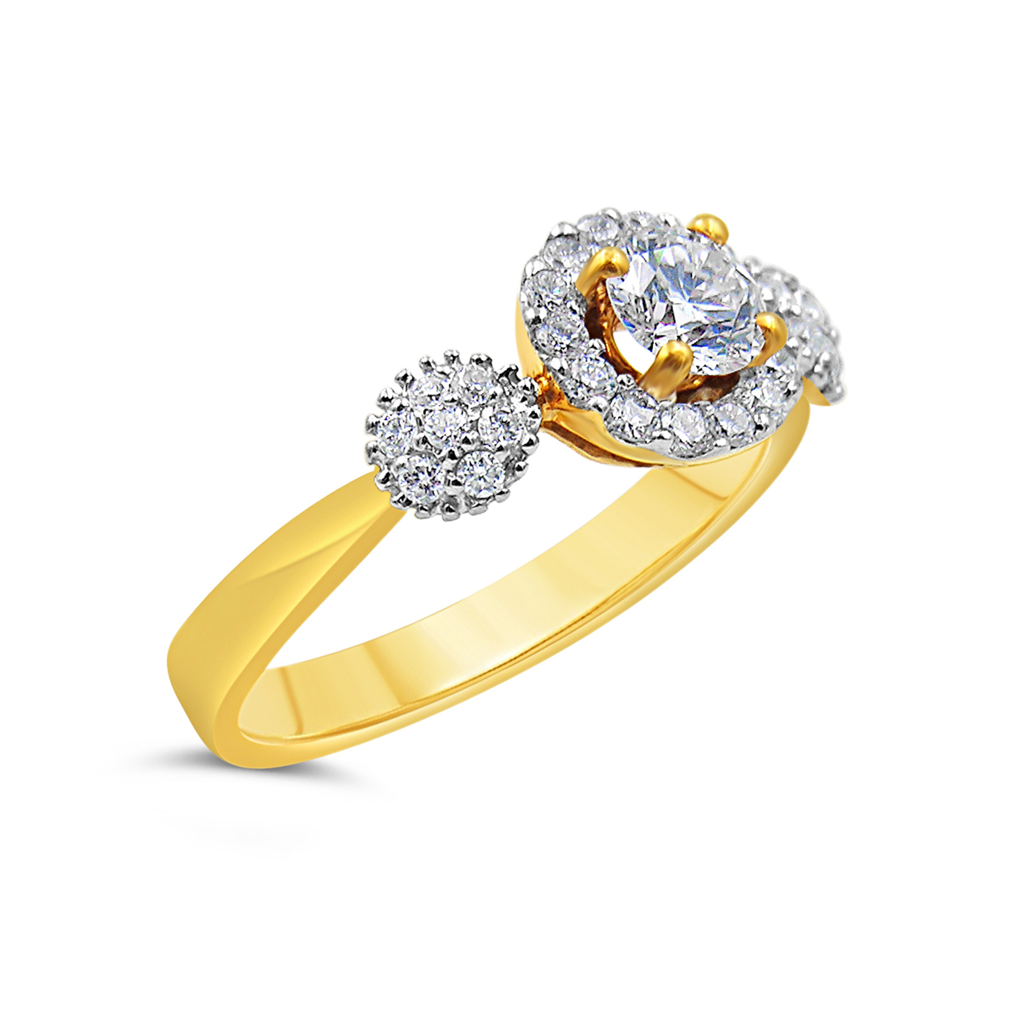 18kt yellow gold engagement ring with 0.73 ct diamonds