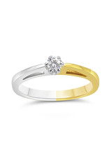 18kt geel & wit goud verlovingsring met 0.15 ct diamant