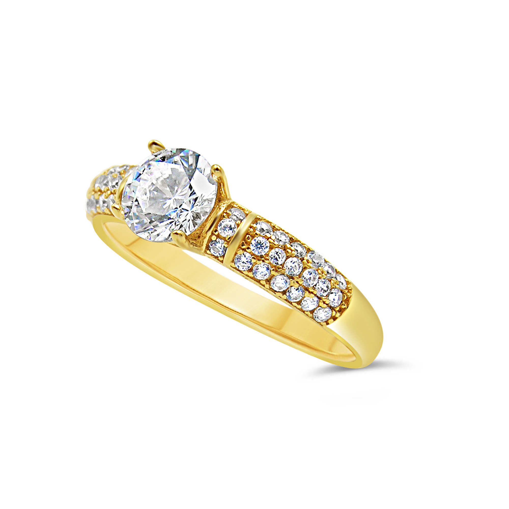 18kt yellow gold engagement ring with zirconia