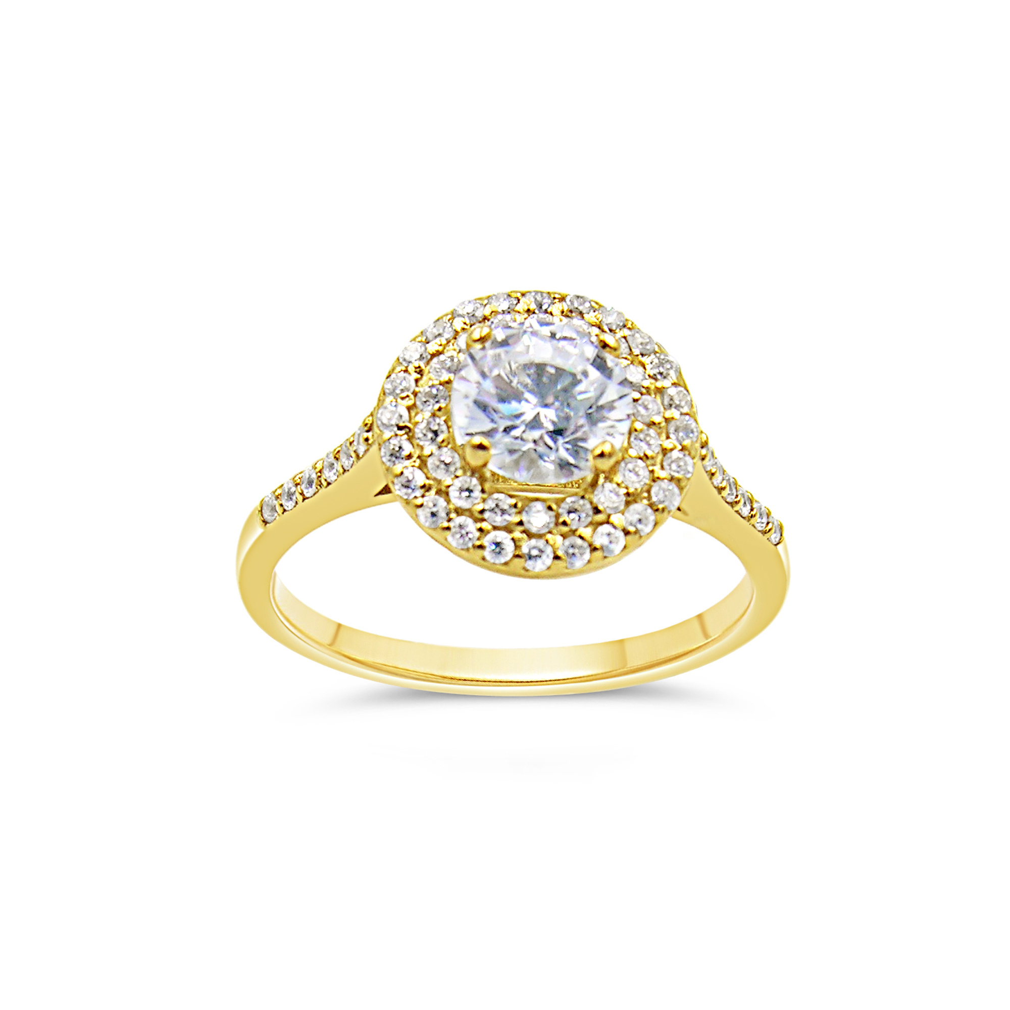 18kt yellow gold engagement ring with zirconia