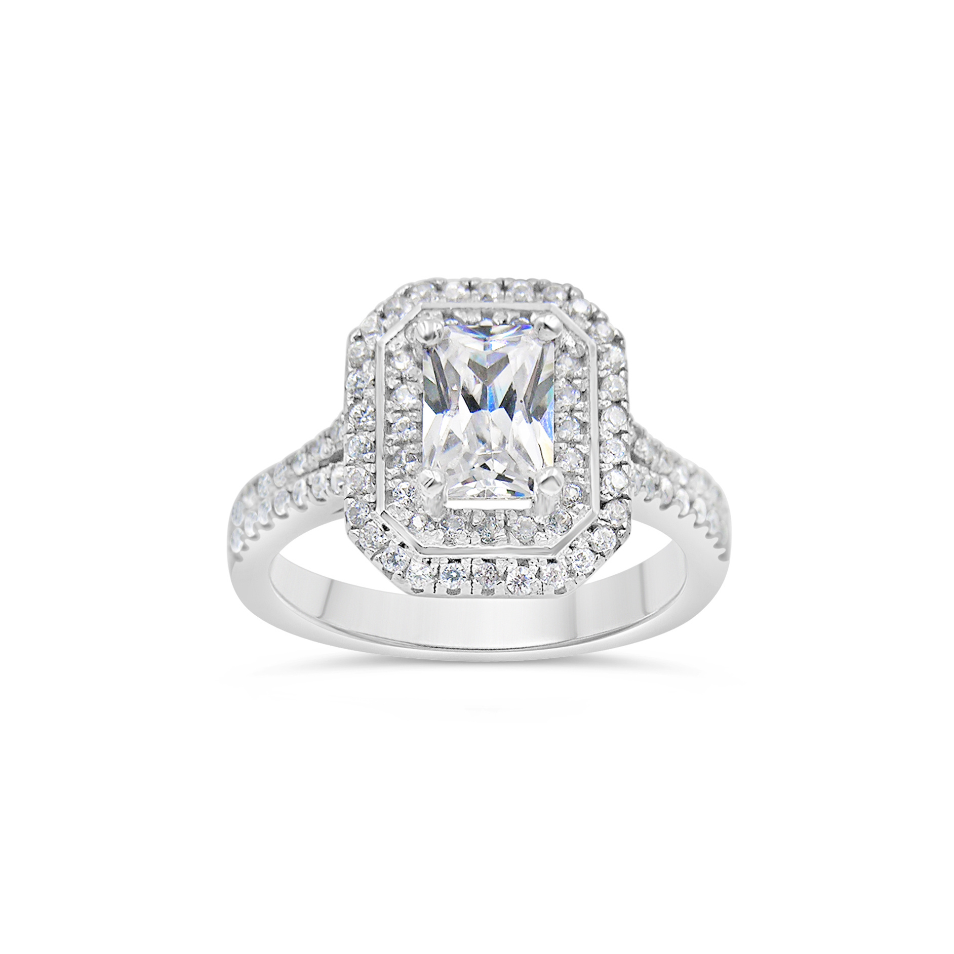 18kt white gold engagement ring with zirconia