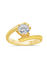 18kt yellow gold engagement ring with zirconia