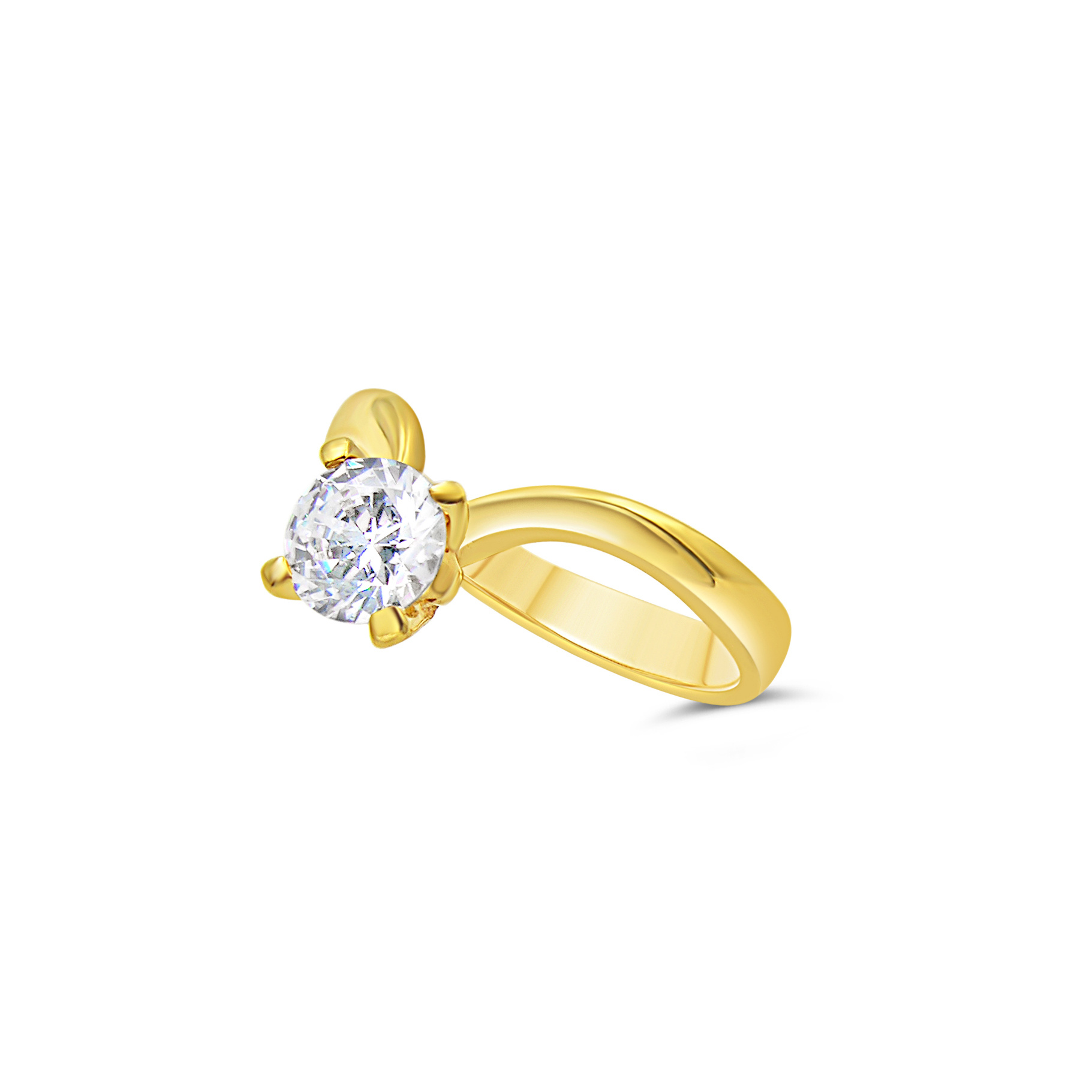 18kt yellow gold engagement ring with zirconia