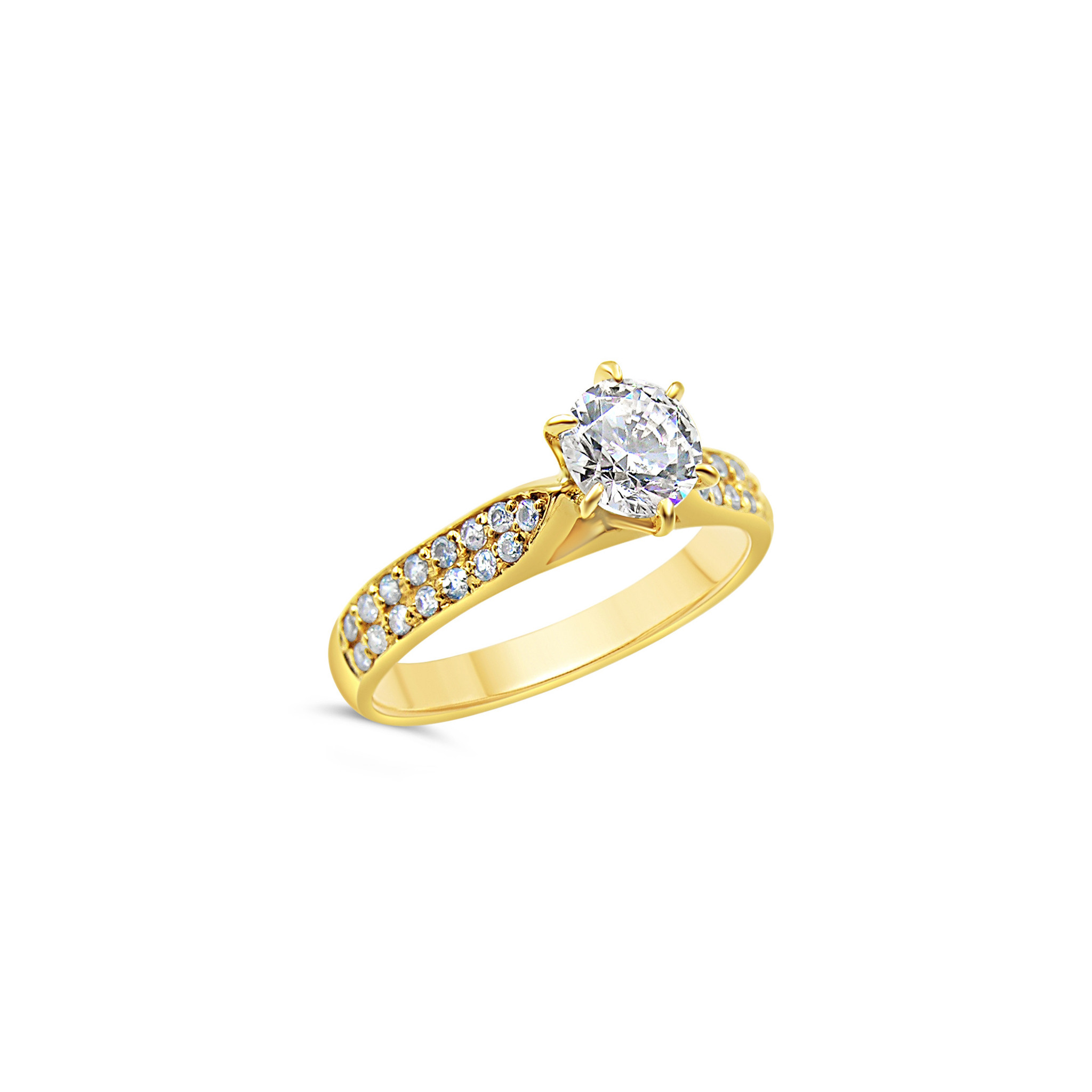 18kt yellow gold engagement ring with zirconia