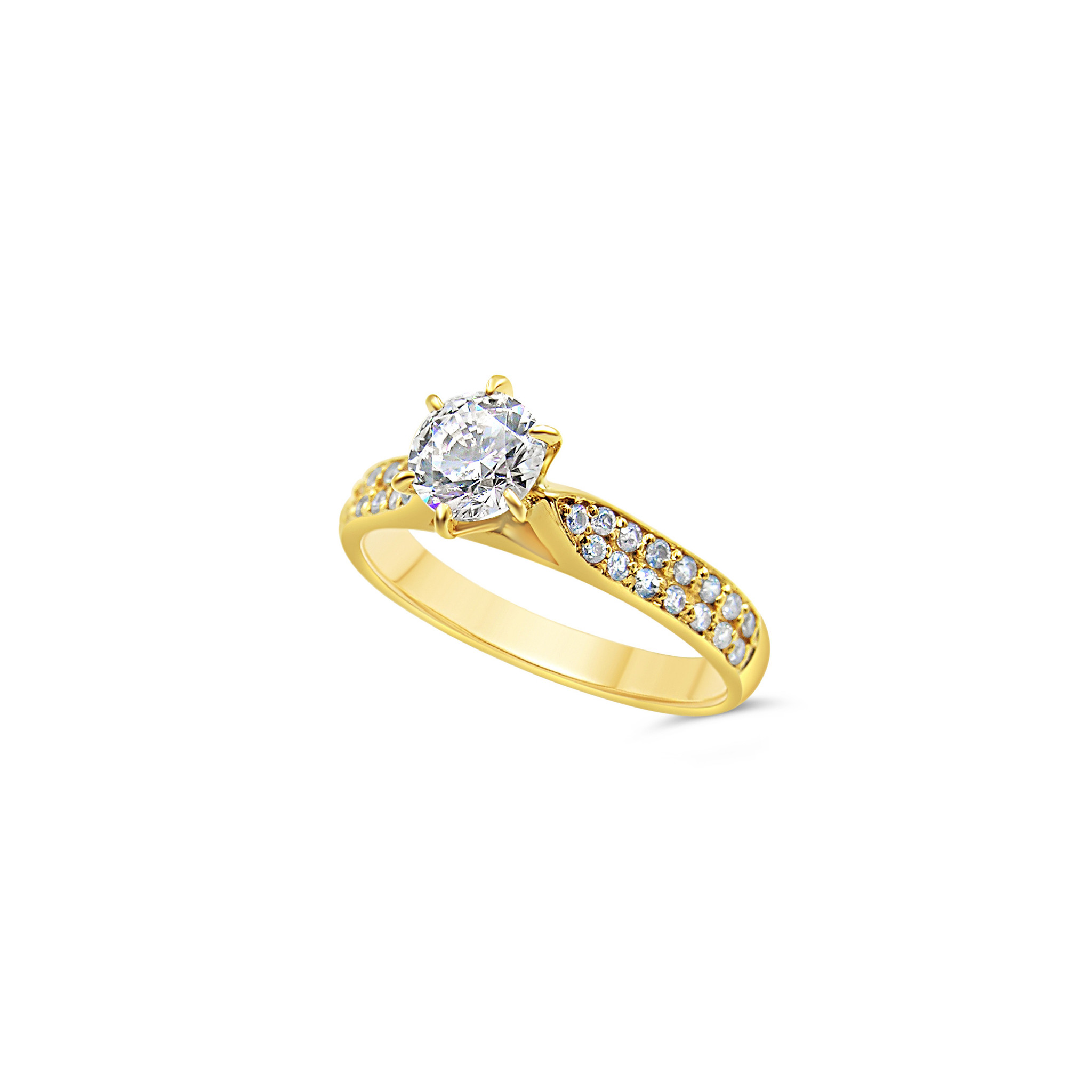 18kt yellow gold engagement ring with zirconia