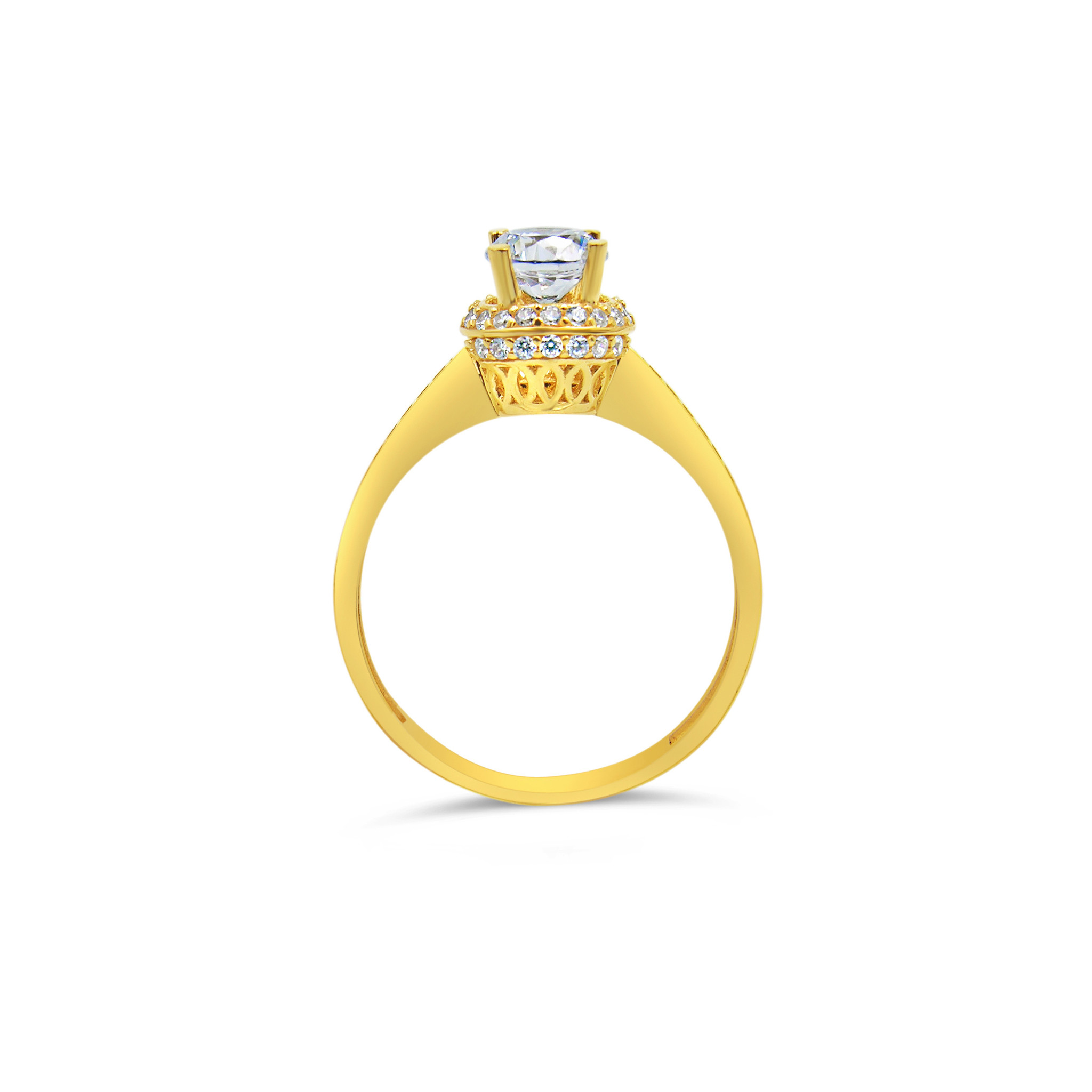 18kt yellow gold engagement ring with zirconia