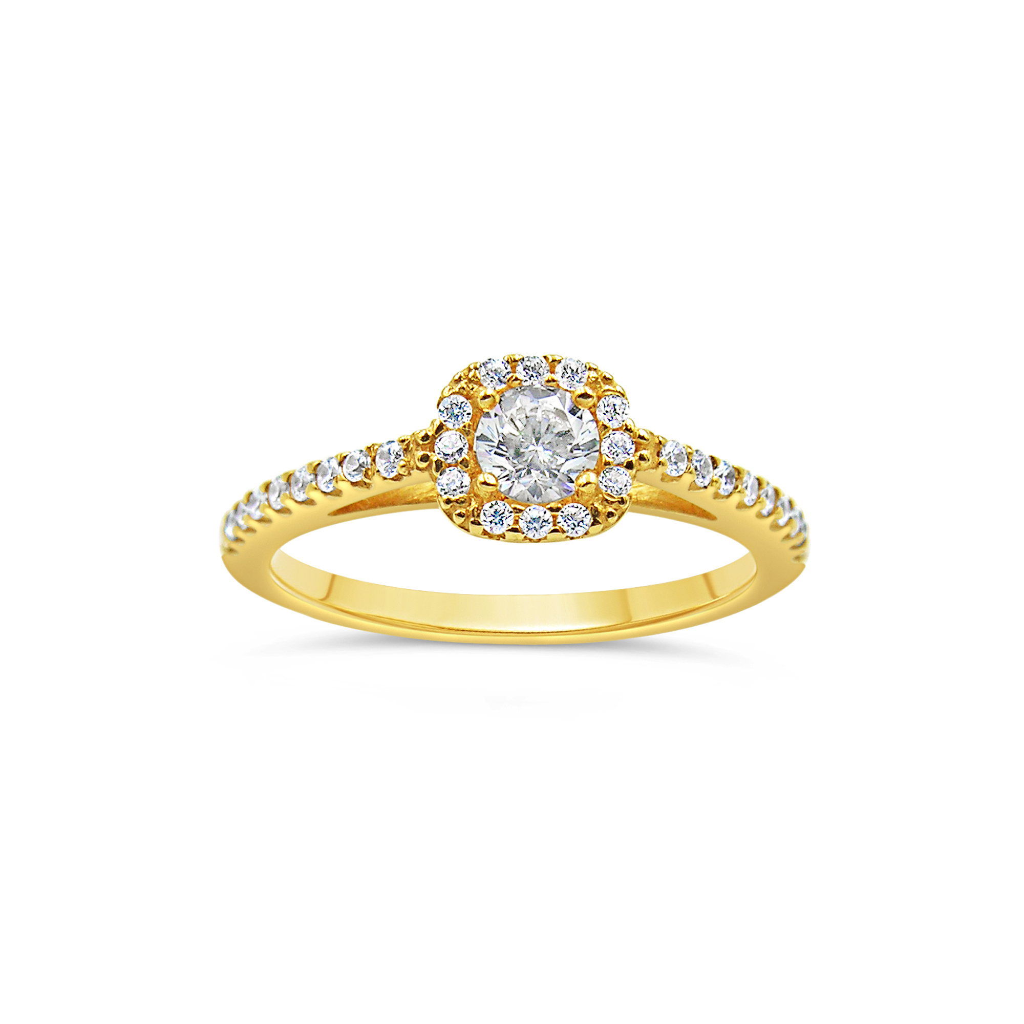 18kt yellow gold engagement ring with zirconia