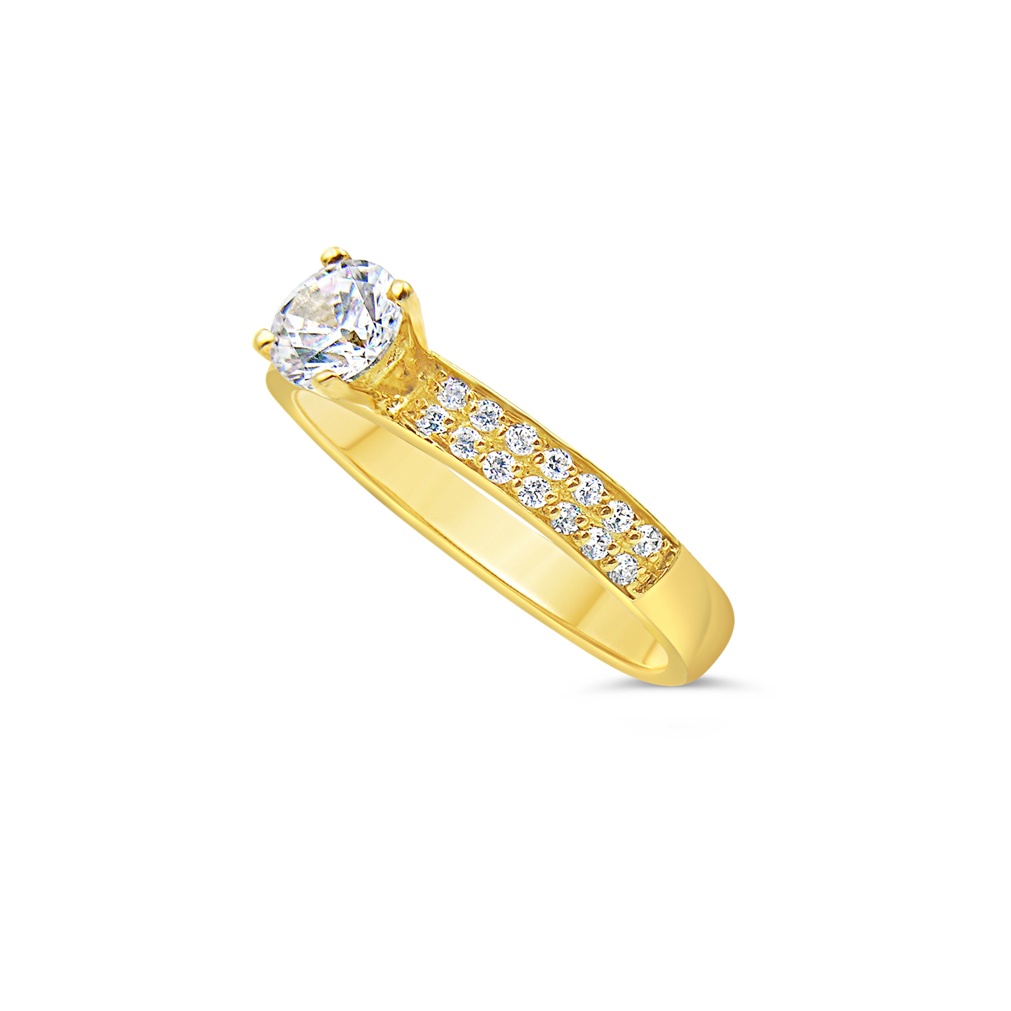 18kt yellow gold engagement ring with zirconia