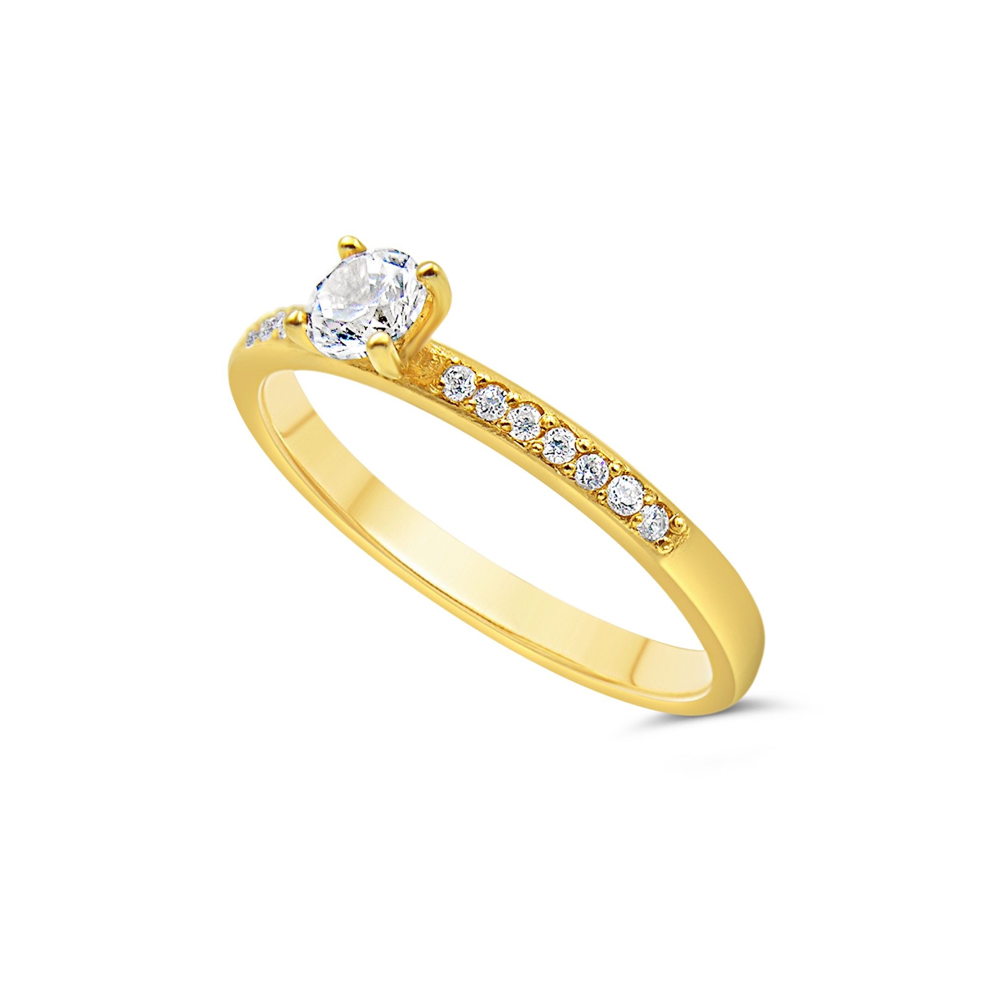 18kt yellow gold engagement ring with zirconia