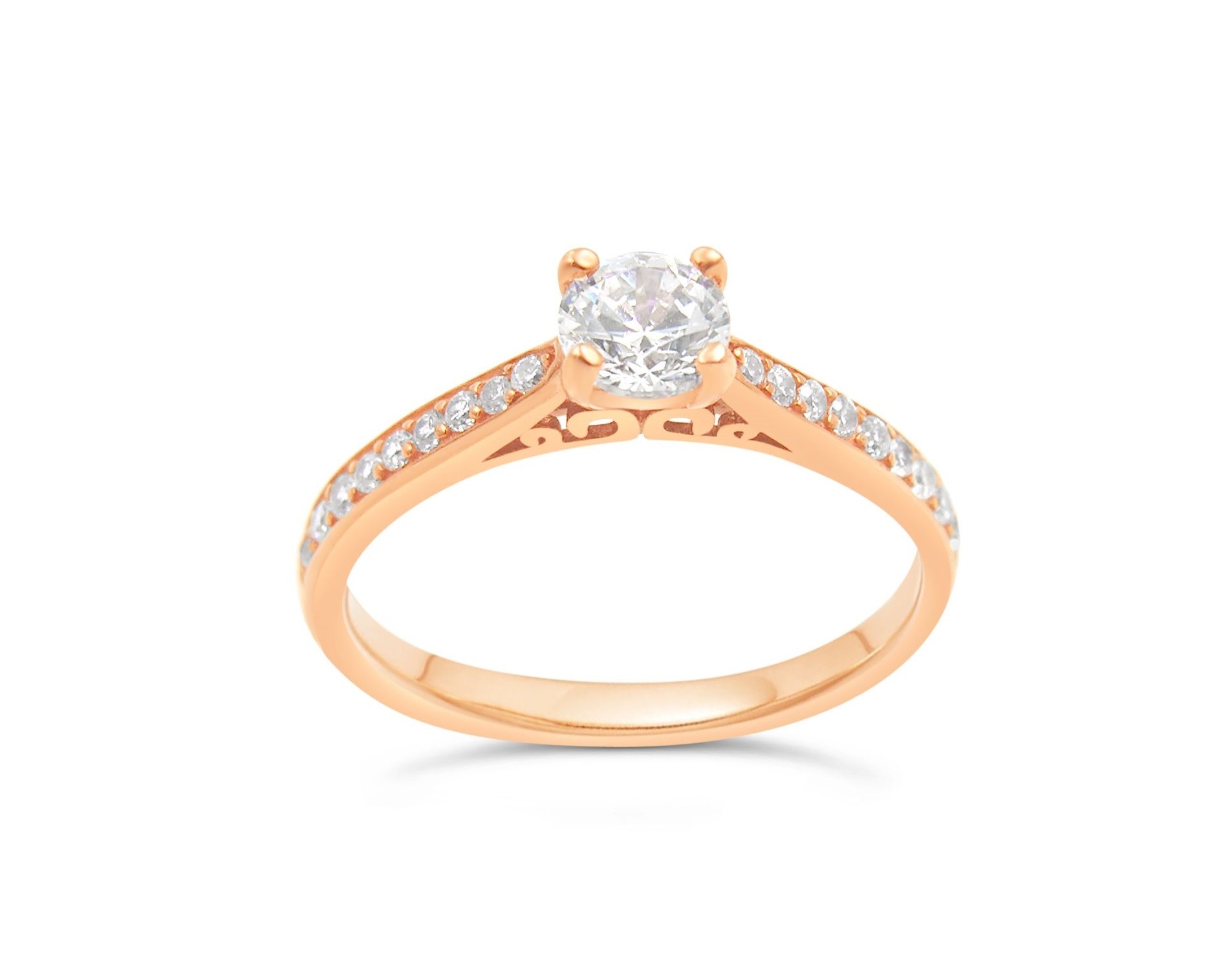 18k rose gold engagement ring with zirconia