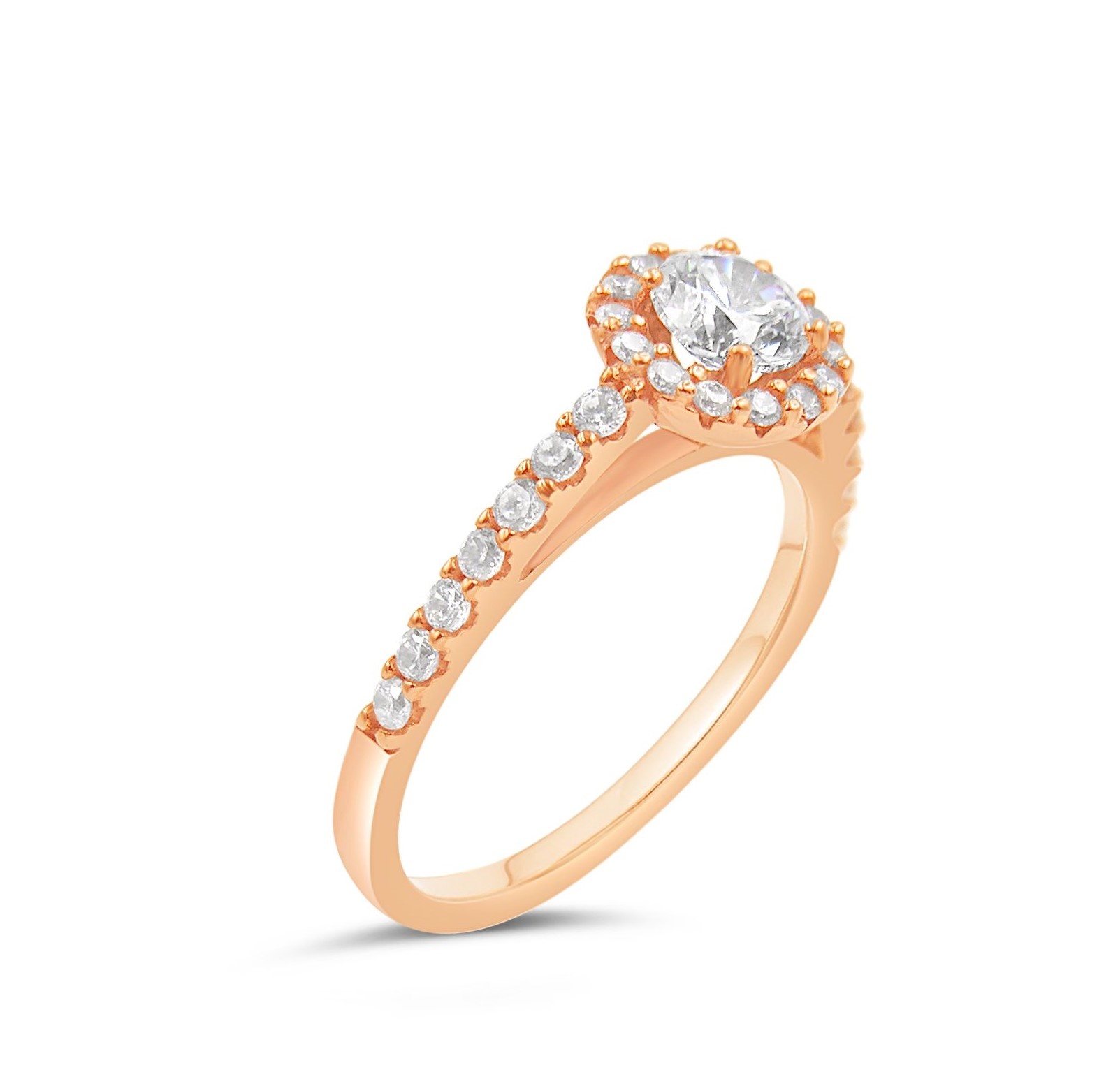 18k rose gold engagement ring with zirconia