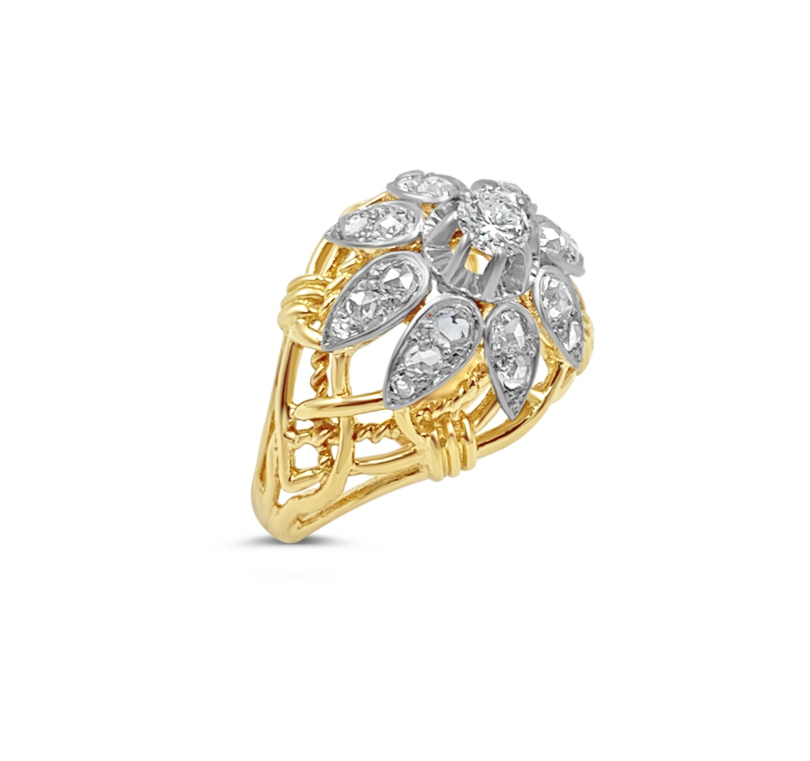 Vintage 18k yellow & white gold ring with 0.75 ct diamonds