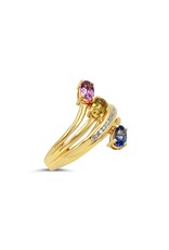 18k geel goud ring met 0,75ct safieren & 0,12ct diamanten