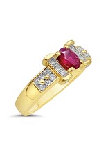 18k yellow gold ring with 0,50ct ruby & 0,36ct diamonds