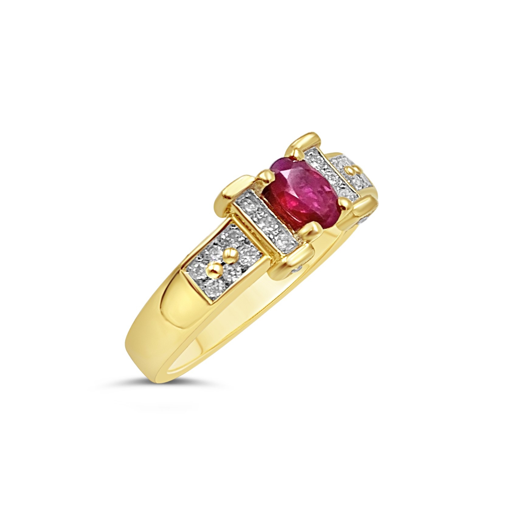 18k geel goud ring met 0,50ct robijn & 0,36ct diamanten