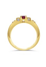 18k yellow gold ring with 0,50ct ruby & 0,36ct diamonds