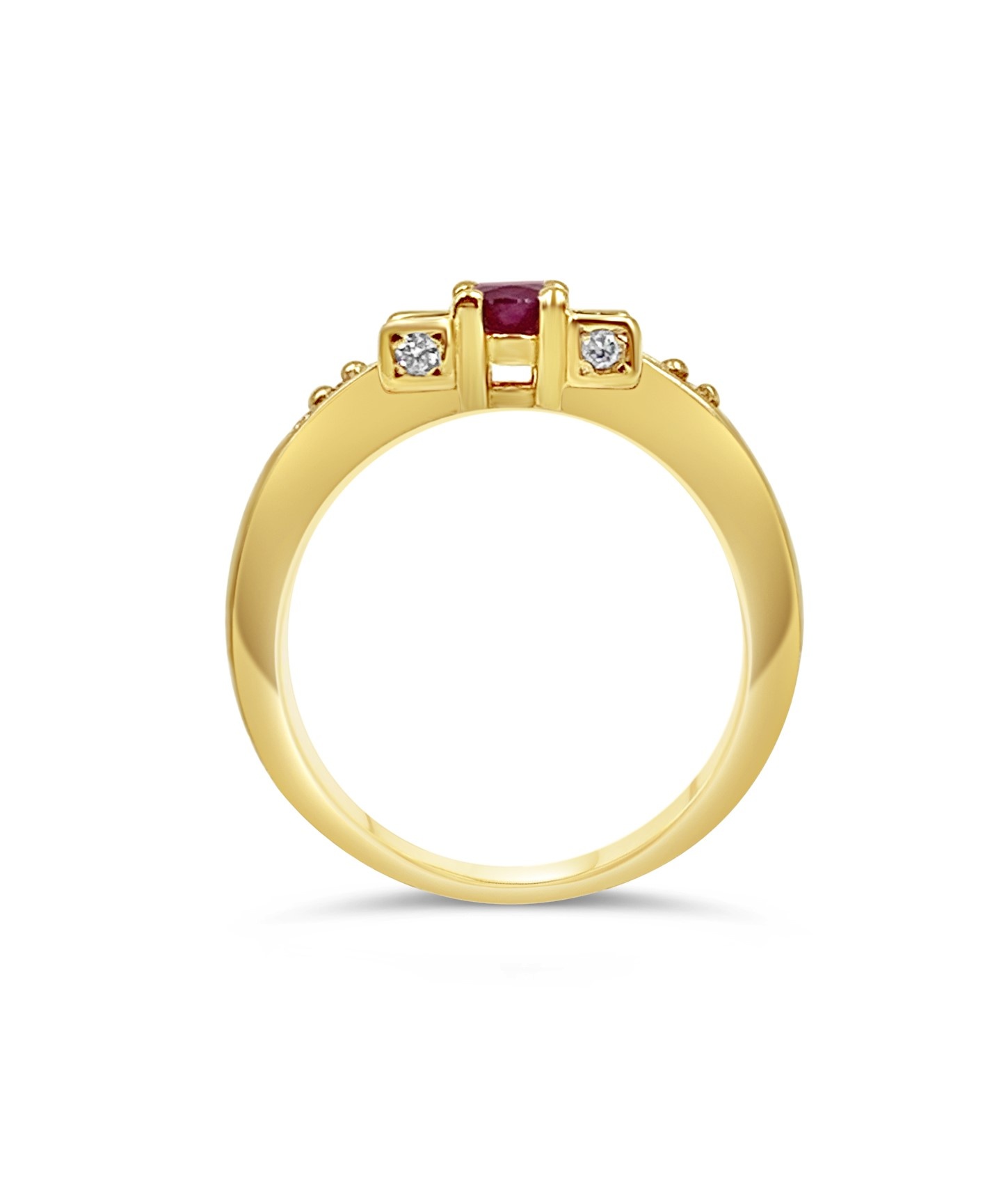 18k geel goud ring met 0,50ct robijn & 0,36ct diamanten