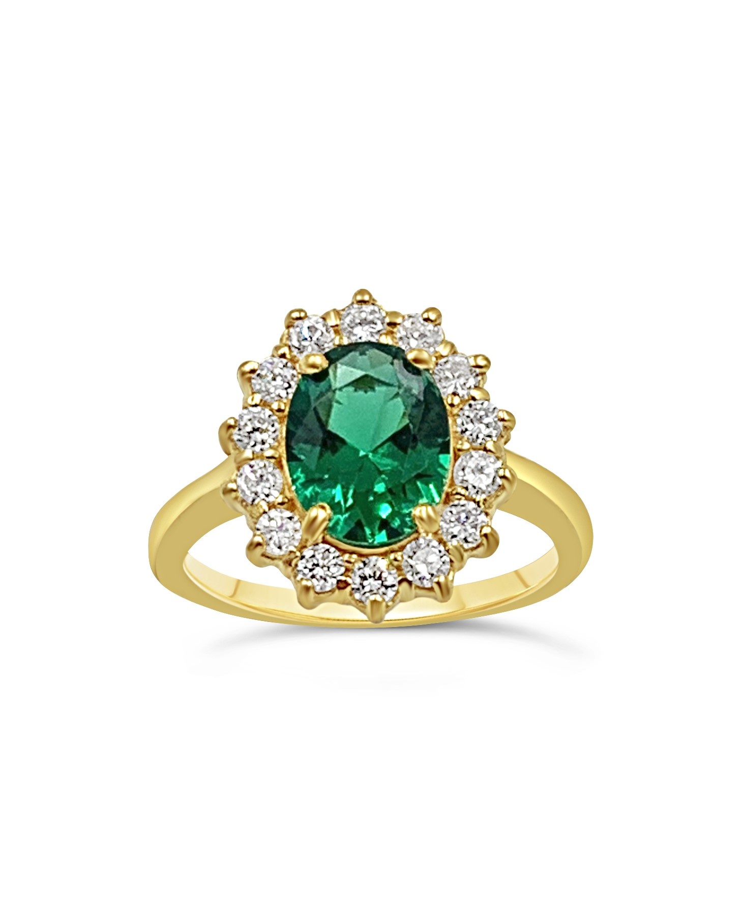 18k yellow gold ring with 2,00ct emerald & 0,54ct diamonds