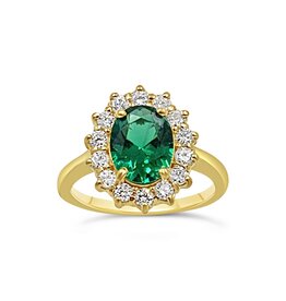 18k yellow gold ring with 2,00ct emerald & 0,54ct diamonds