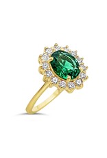 18k yellow gold ring with 2,00ct emerald & 0,54ct diamonds