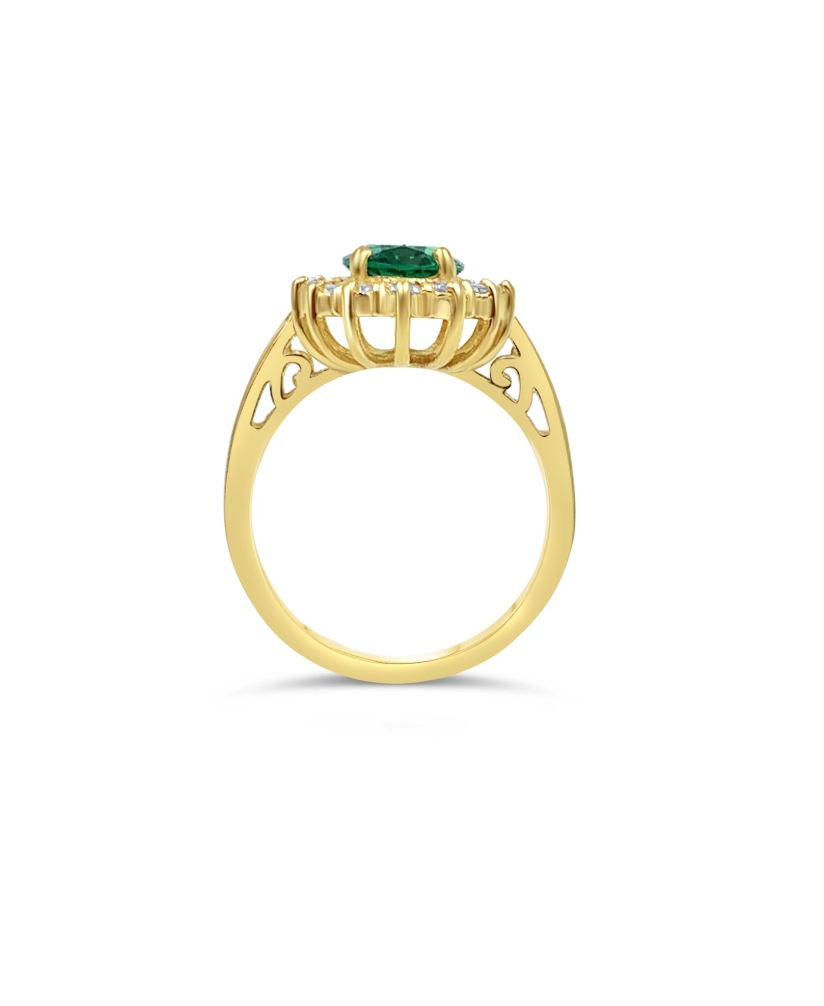 18k geel goud ring met 2,00ct smaragd & 0,54ct diamanten