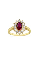 18k geel goud ring met 0,75ct robijn & 0,46ct diamanten