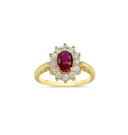 18k yellow gold ring with 0,75ct ruby & 0,46 diamonds