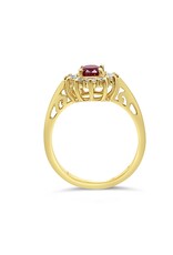 18k geel goud ring met 0,75ct robijn & 0,46ct diamanten