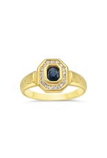 18k yellow gold ring with 0,50ct sapphire & 0,27 diamonds