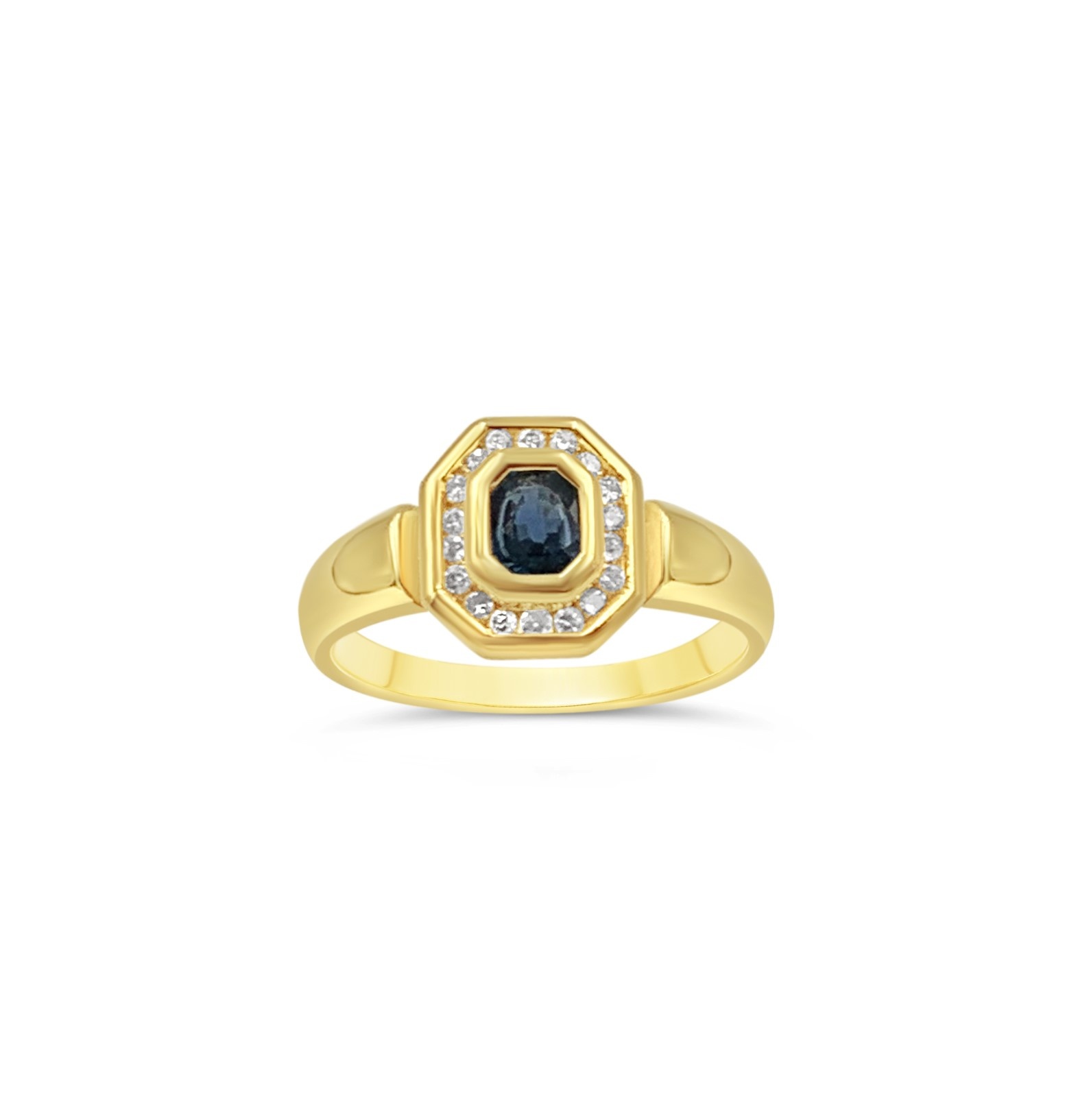 18k geel goud ring met 0,50ct safier & 0,27ct diamanten