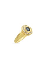 18k yellow gold ring with 0,50ct sapphire & 0,27 diamonds