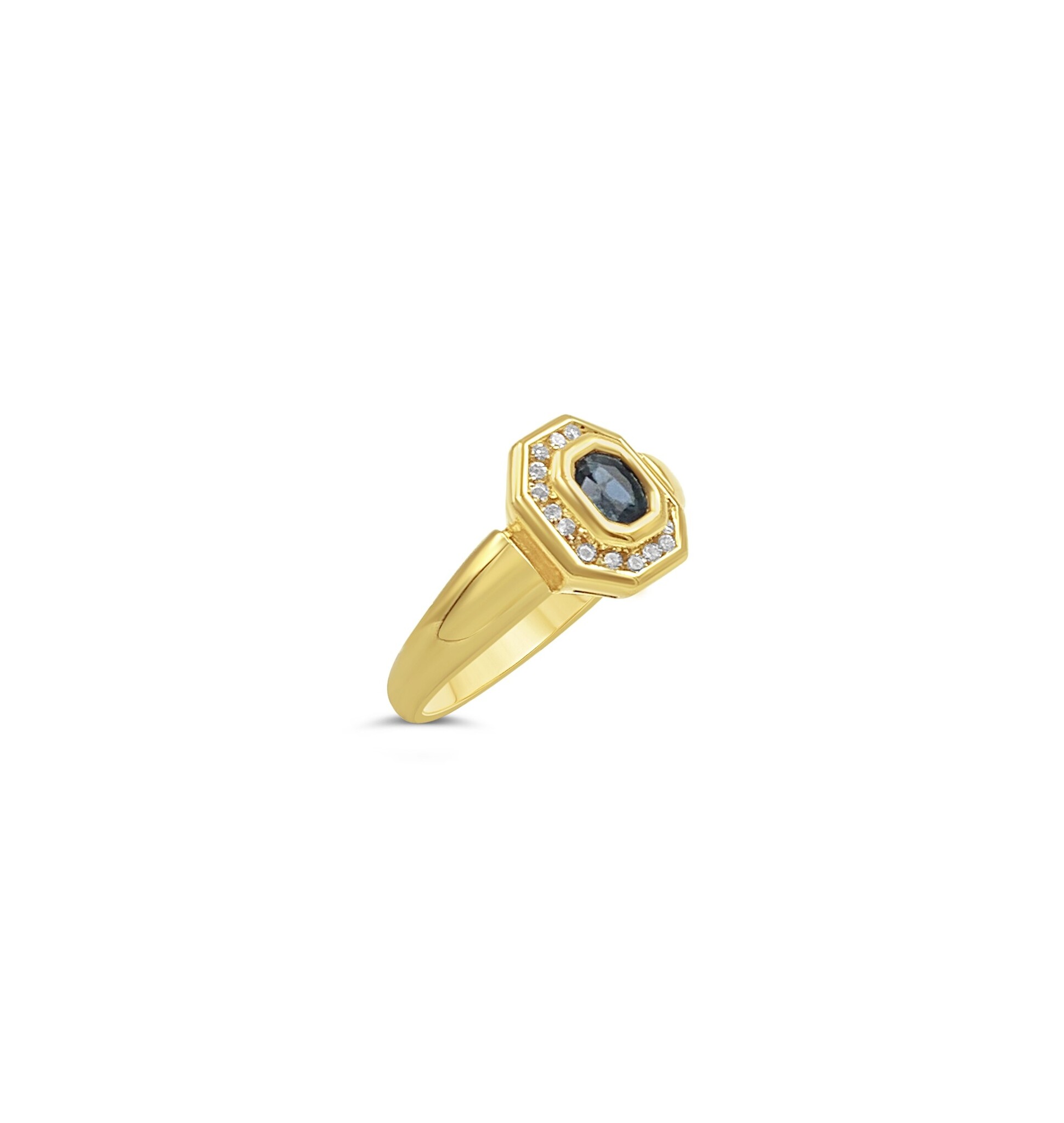 18k geel goud ring met 0,50ct safier & 0,27ct diamanten